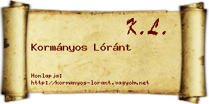 Kormányos Lóránt névjegykártya
