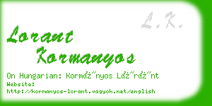 lorant kormanyos business card